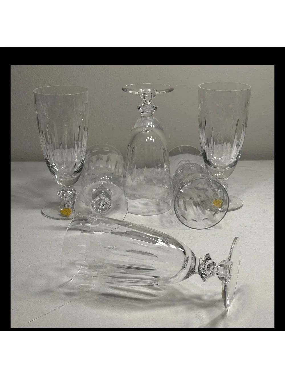 Tiffin- Franciscan Cut Crystal Iced Tea Glasses 6 3/4 set of 6